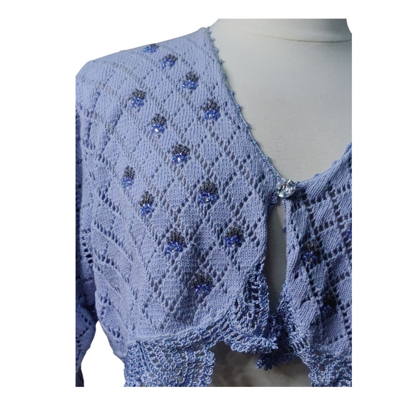 Vintage Storybook Kruts Modern Romance knitted and crochet light blue crop - Picture 3 of 3